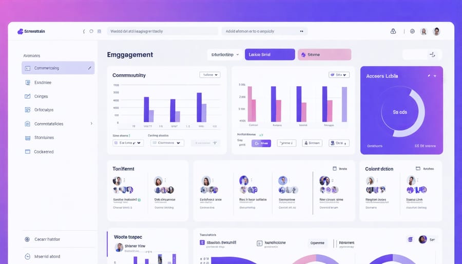 Modern digital platform displaying community participation metrics and engagement analytics