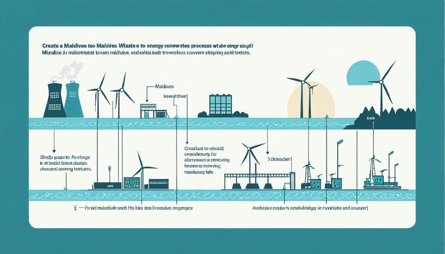 Flow diagram illustrating how marine waste is converted into energy in the Maldives