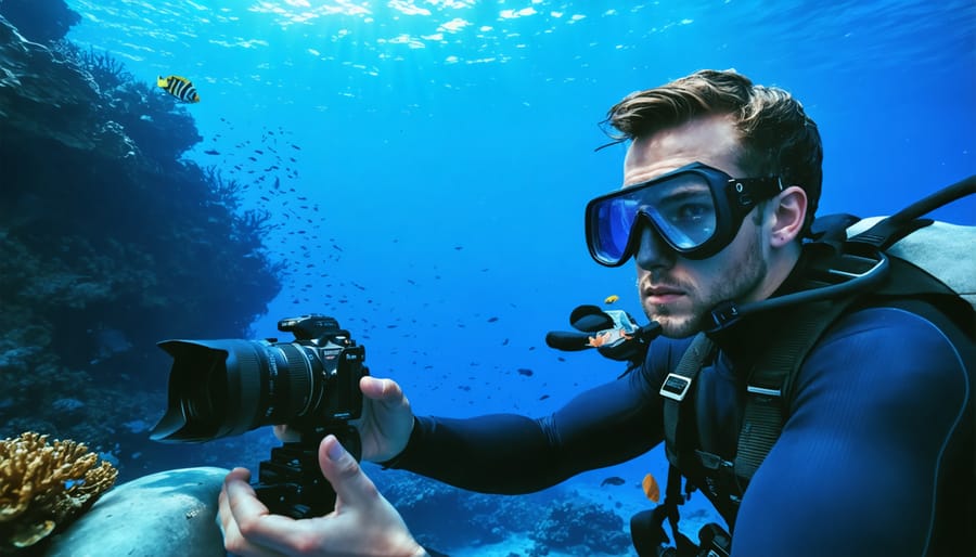 Marine educator presenting digital ocean content in classroom setting