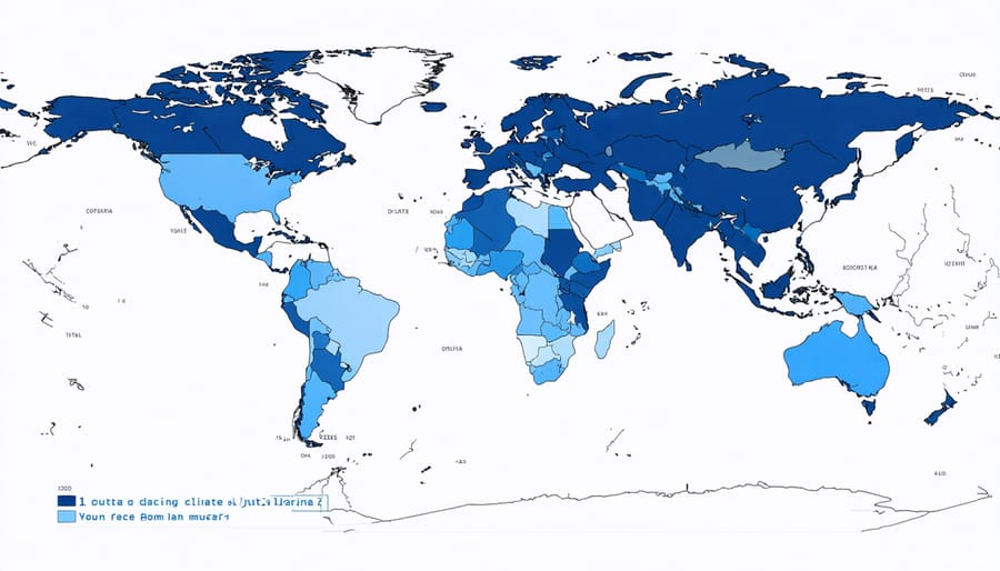 Multilayered digital climate resilience map displaying various marine environmental indicators