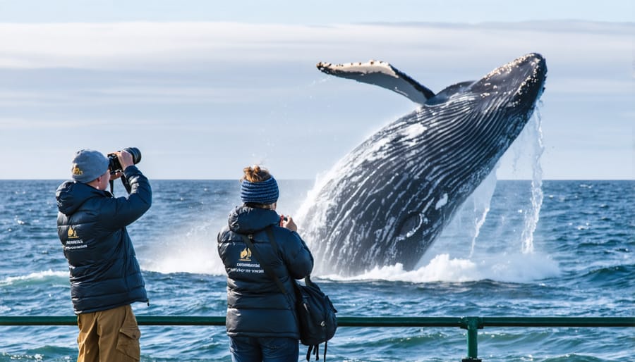Citizen scientists using cameras and binoculars to track whale movements