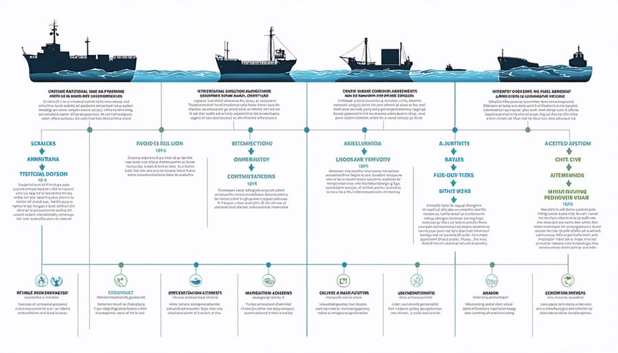 Timeline visualization of major marine conservation treaties and their impacts