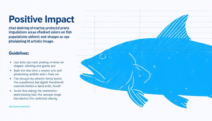 Line graph demonstrating increased fish populations within marine protected areas over time