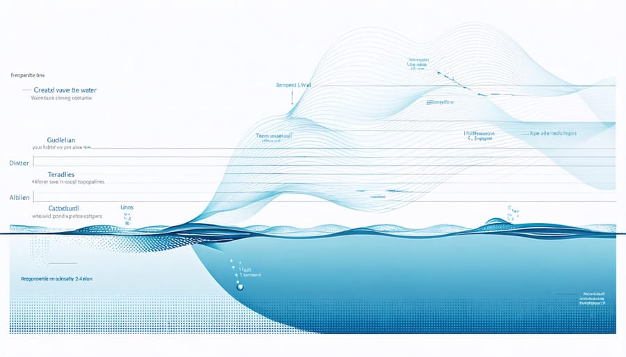 Scientific illustration of underwater sound wave propagation patterns and behavior