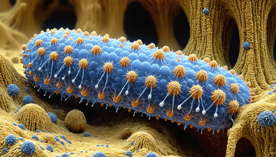 Microscope view of specialized bacteria that convert chemicals from hydrothermal vents into energy