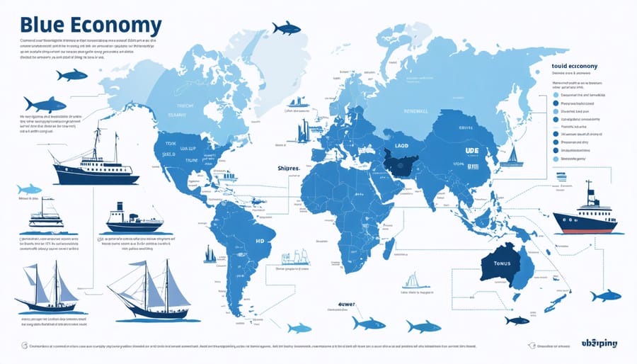 Visual diagram of blue economy sectors and their relationships