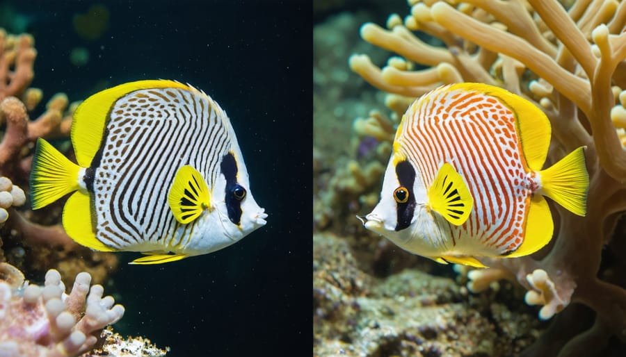 Comparison of butterflyfish camouflage and warning color patterns