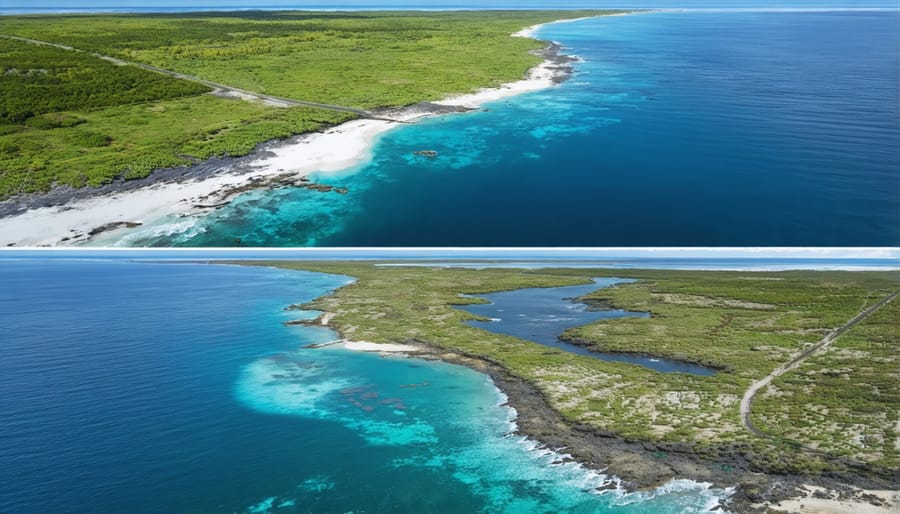 Split image showing coastal area transformation through integrated management