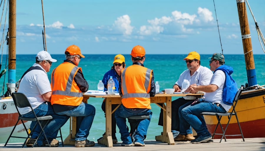 Multiple stakeholders participating in a coastal management planning session