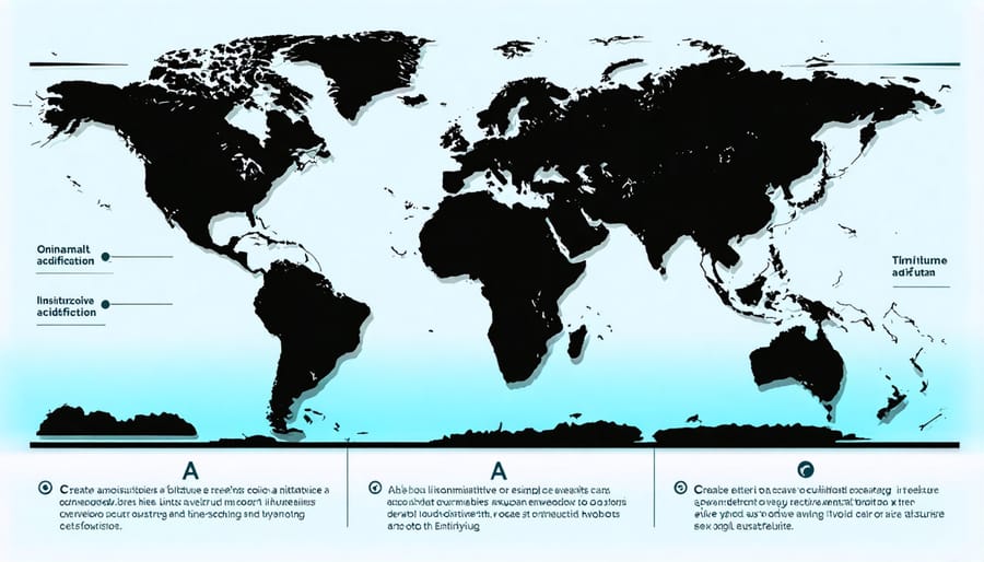 Visual representation of worldwide efforts and solutions to combat ocean acidification