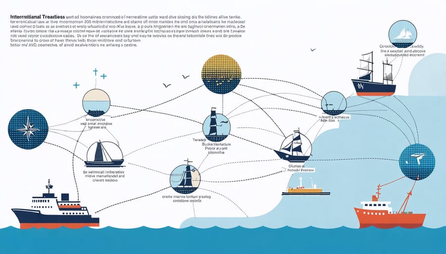 Visual diagram of key international maritime conservation laws and their relationships