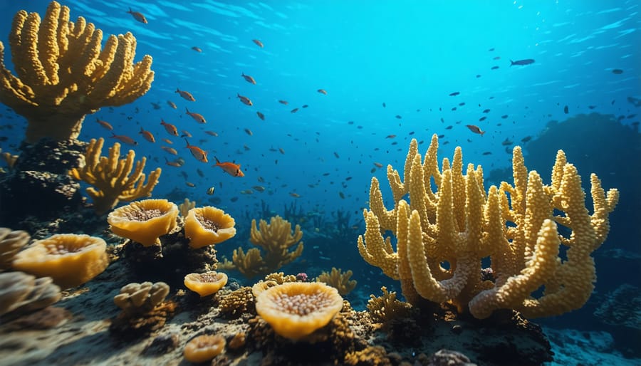 Marine scientists transplanting coral fragments as part of reef restoration efforts