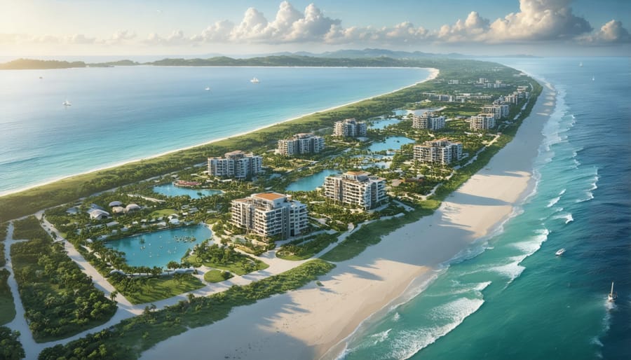 Environmentally conscious coastal resort development preserving natural dunes and vegetation