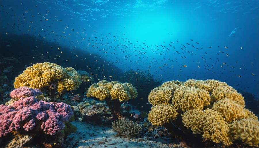 Coral reef with AI-enhanced visualization of protected marine species and habitat areas