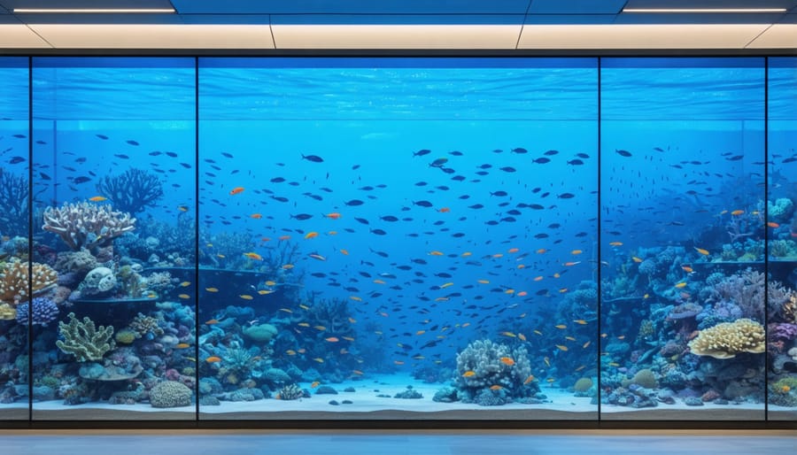 Large interactive touch screen displaying marine life information and live ocean data