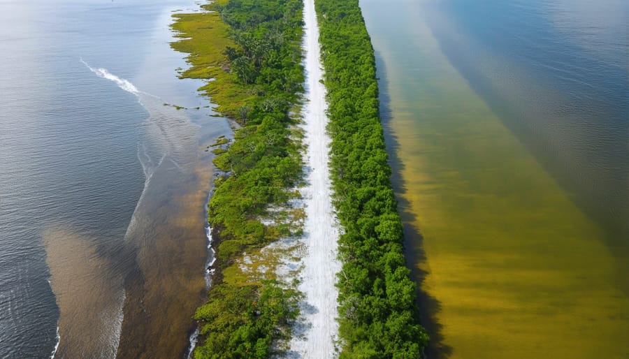 Aerial photograph showing mangrove forest destruction due to coastal development