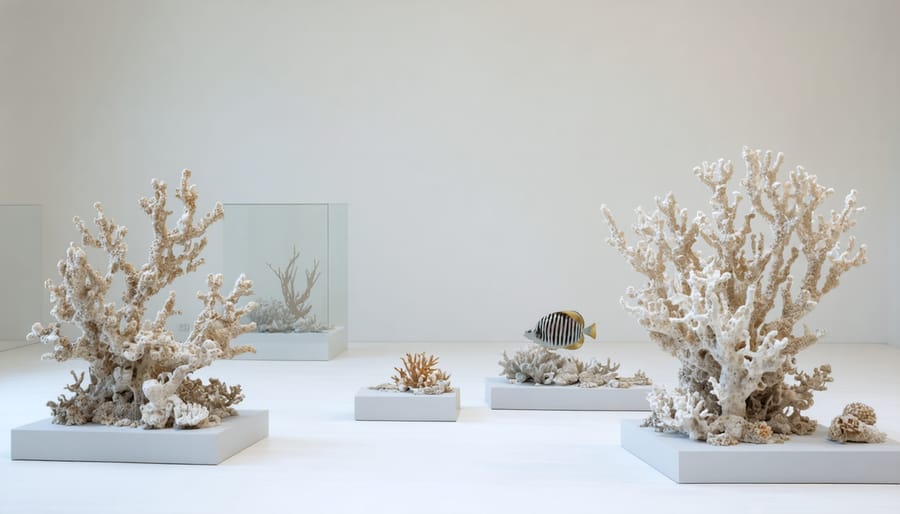 Large-scale art installation depicting marine ecosystem using recycled materials