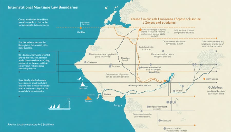 Diagram illustrating different maritime zones including territorial waters, EEZ, and international waters