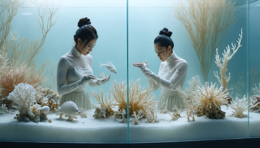 Scientist and dancer working together to translate marine biology concepts into performance art