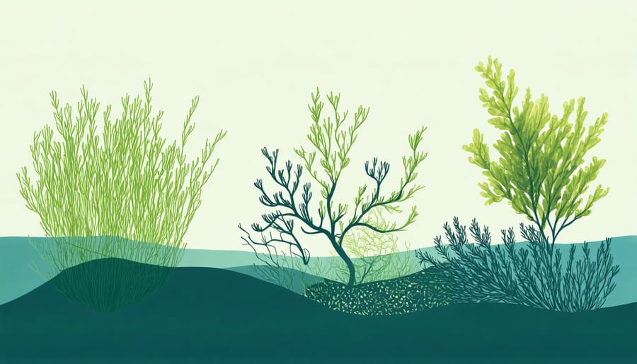 Step-by-step illustration of seaweed processing into sustainable fabric
