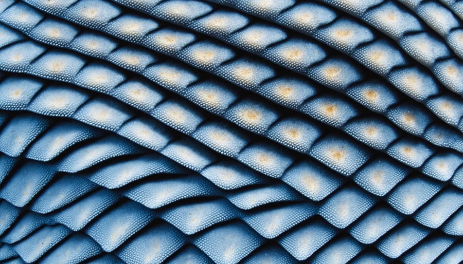Magnified image of shark skin surface revealing diamond-shaped dermal denticles
