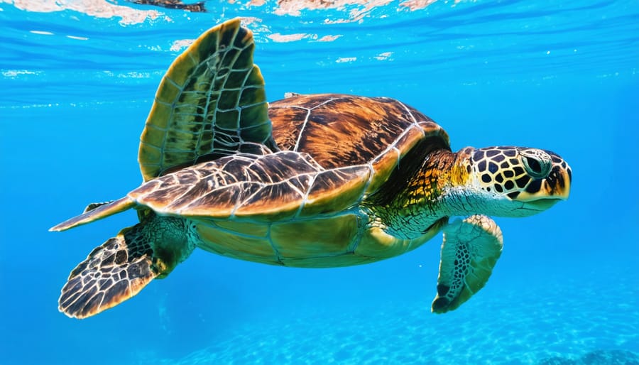 Rehabilitated sea turtle using a custom-designed prosthetic flipper