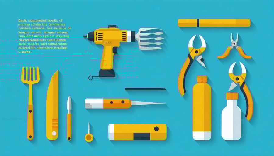 Illustrated guide of essential citizen science tools including waterproof notebook, GPS device, and identification guides