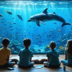 A diverse group of participants engaged in a storytelling workshop, with marine life and ecosystems coming alive from their stories, symbolizing the transformative power of storytelling in marine conservation.