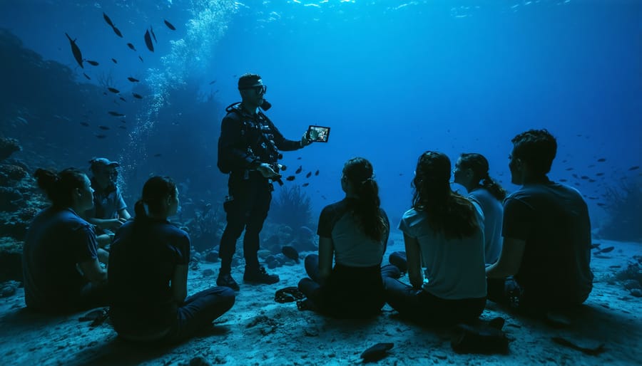 Workshop participants actively engaged in a marine conservation storytelling session