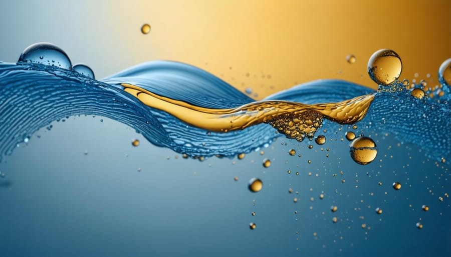 Electron microscope image showing nanotech filters removing oil particles from seawater