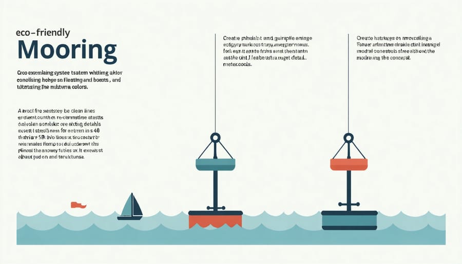 Technical diagram of environmentally friendly anchoring system featuring permanent mooring buoys