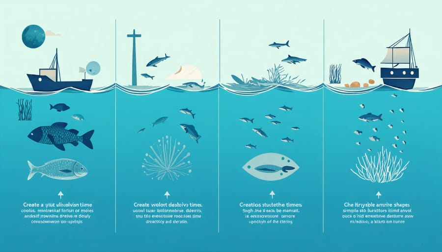 Visual representation of common marine debris items and their decomposition timelines in ocean environments