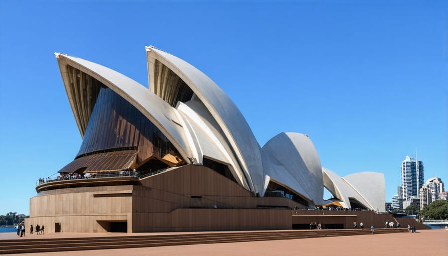Aerial view of Sydney Opera House showing shell-like roof structures