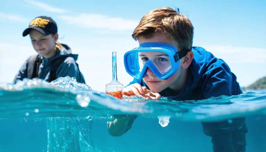 Student and marine biologist mentor conducting underwater research together