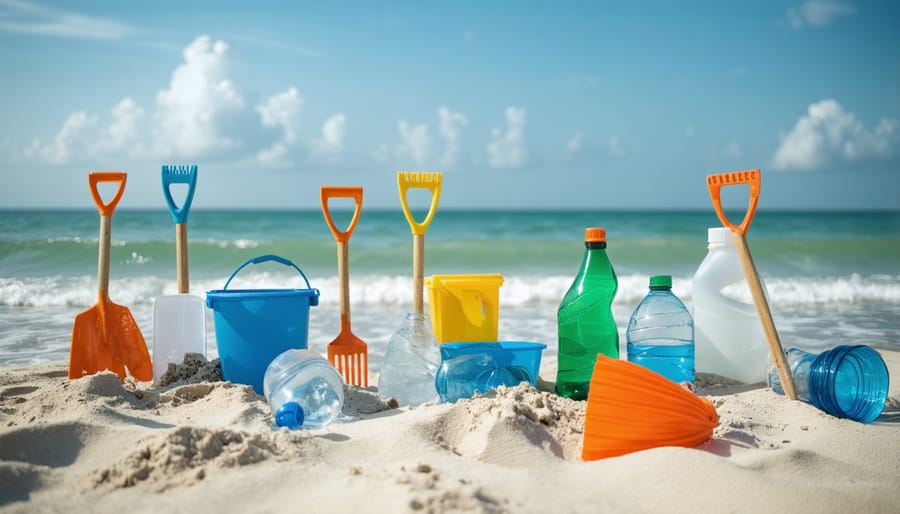 Youth volunteers collecting plastic pollution during organized beach cleanup program
