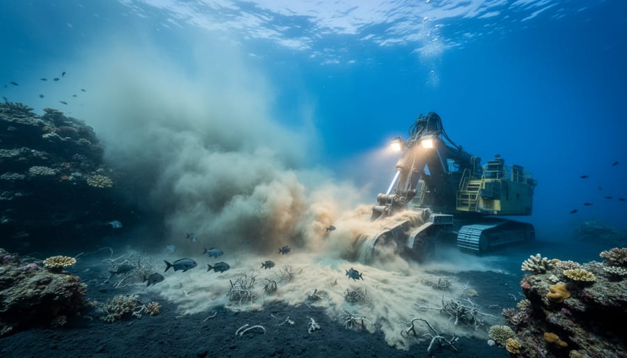 Large sediment plume spreading across deep-sea floor environment