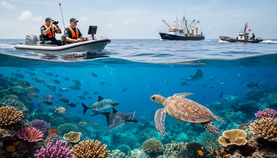 Vibrant coral reef ecosystem with diverse tropical fish and healthy coral formations