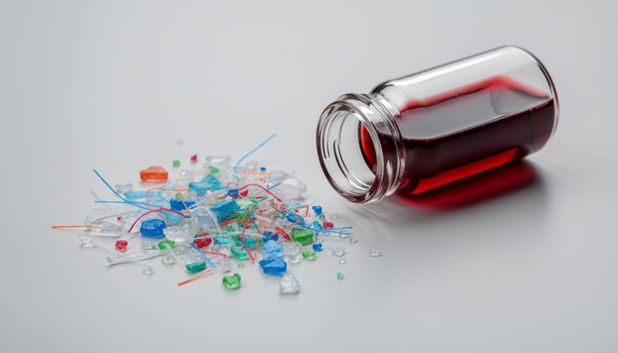 Microscopic microplastic particles and fibers on human fingertip