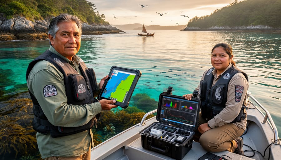 Aerial view of healthy coastal ecosystem in Indigenous-managed marine protected area