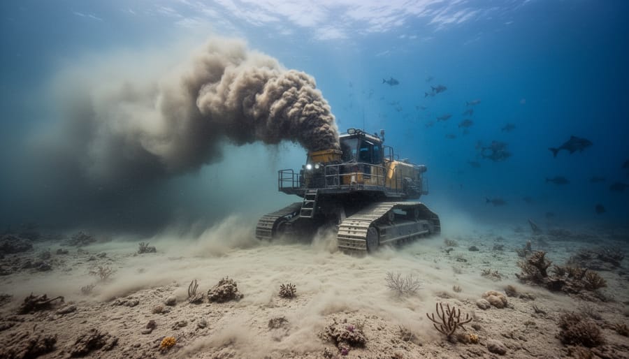 Massive sediment plume spreading across deep ocean floor from mining disturbance