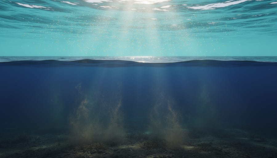Underwater view showing ocean stratification with distinct temperature layers