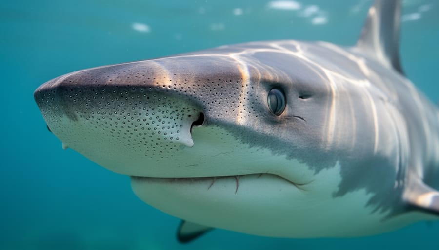 Close-up of shark's snout showing ampullae of Lorenzini sensory pores