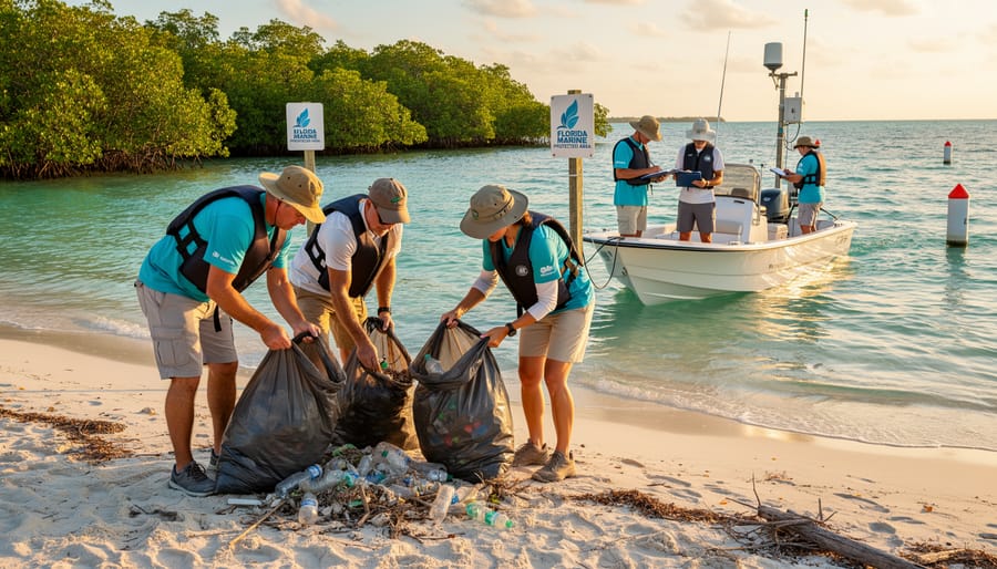 Volunteer diver collecting marine debris in Florida marine protected area