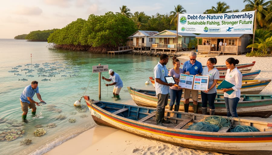 Local fisherman in traditional boat practicing sustainable fishing in protected coastal waters