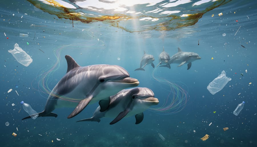 Plastic pollution and contaminants in ocean water that interfere with marine mammal chemical signals