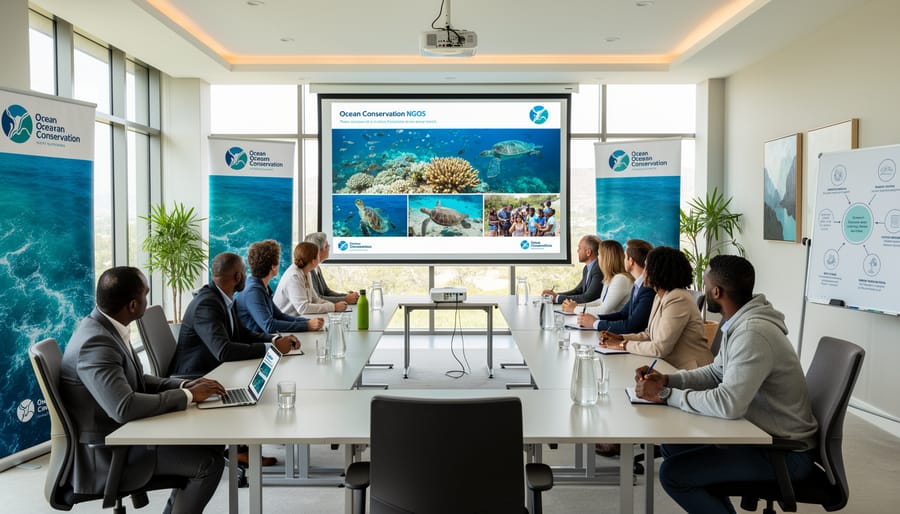 Modern office meeting room with city views and professional furnishings