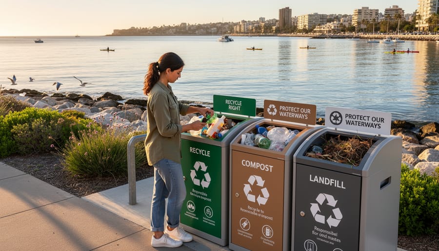 Person placing a hemp gummy wrapper into a recycling bin