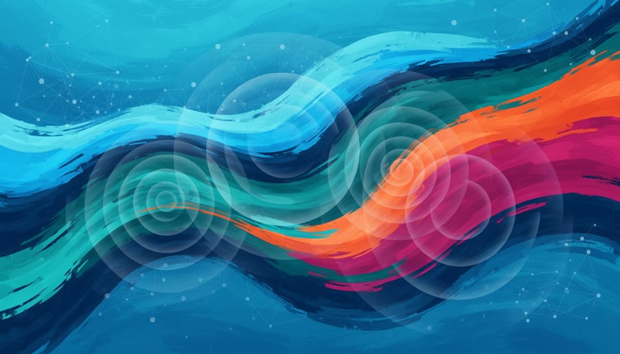 Abstract ripple of blue light spreading across shallow water to suggest underwater sound propagation