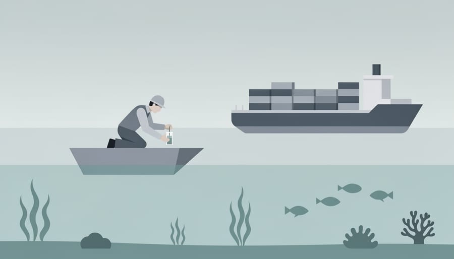 Marine biologist collecting a sample in a seagrass habitat.