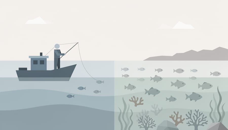 Close-up of a fisher’s hands holding rope tied to a floating buoy